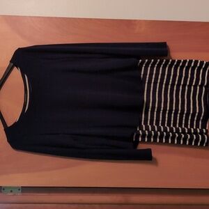 Hail3y:23 navy blue & beige striped dress. Medium.